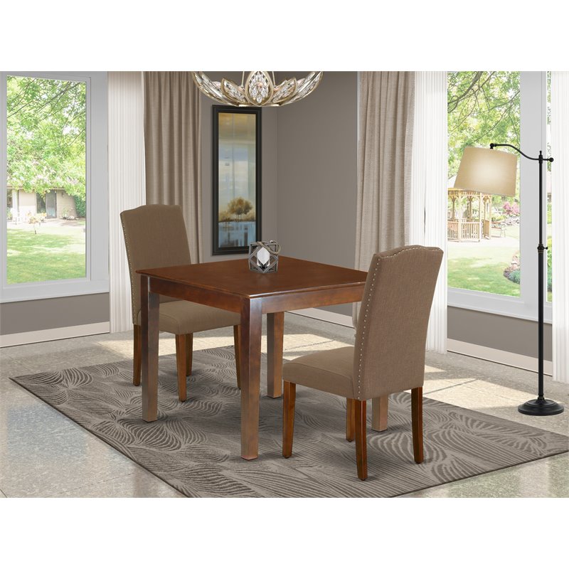 Pemberly Row 3-Piece Wood Dining Set in Mahogany and Dark Coffee