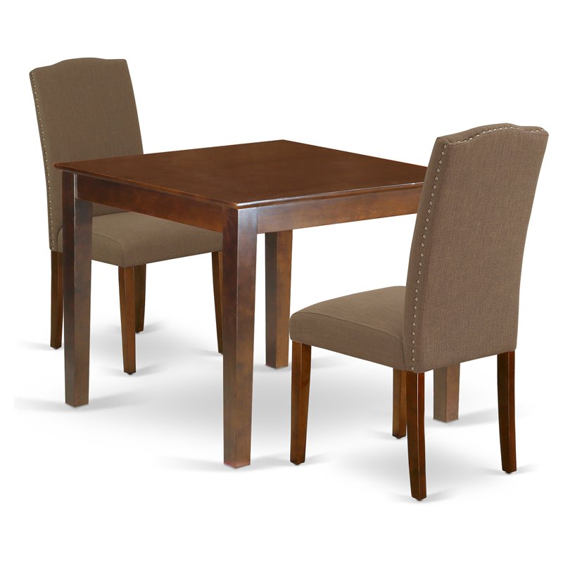 Pemberly Row 3-Piece Wood Dining Set in Mahogany and Dark Coffee