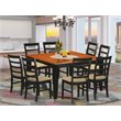 Pemberly Row 9-Piece Wood Dining Set with Fabric Chairs in Black and Cherry