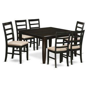 Pemberly Row 7-Piece Wood Dining Set with Square Table in Cappuccino