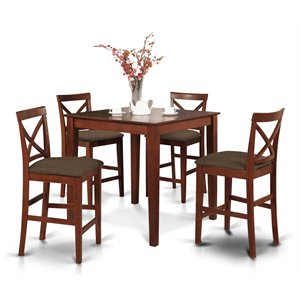 Pemberly Row 5-Piece Traditional Wood Dining Table Set in Brown
