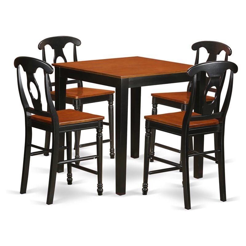 Pemberly Row 5-Piece Wood Dining Table and Chair Set in Black and Cherry
