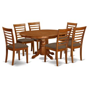 Pemberly Row 7-Piece Wood Dining Set with Saddle Brown Finish