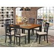 Pemberly Row 7-Piece Wood Dining Set with Linen Seats in Black/Cherry