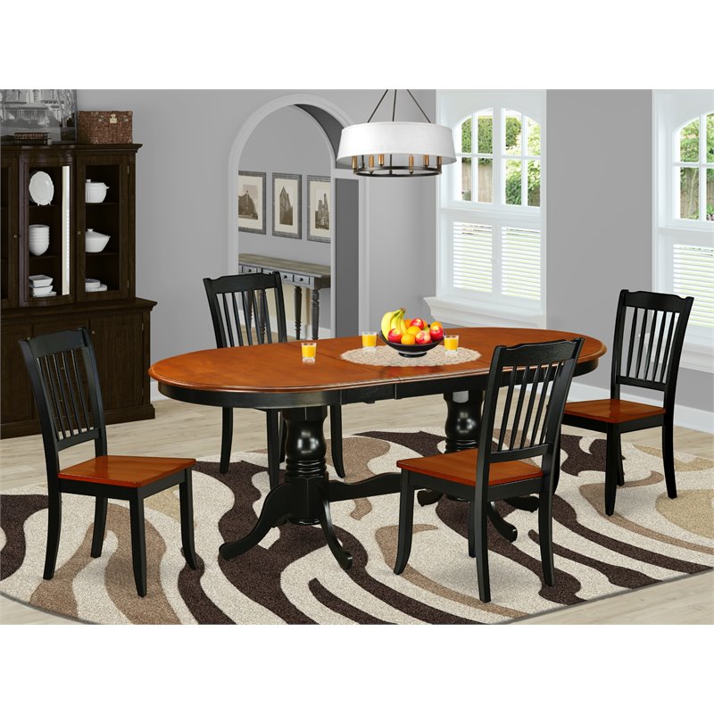 Pemberly Row 5-Piece Wooden Dining Set with Butterfly Leaf in Black/Cherry