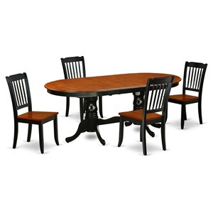 Pemberly Row 5-Piece Wooden Dining Set with Butterfly Leaf in Black/Cherry