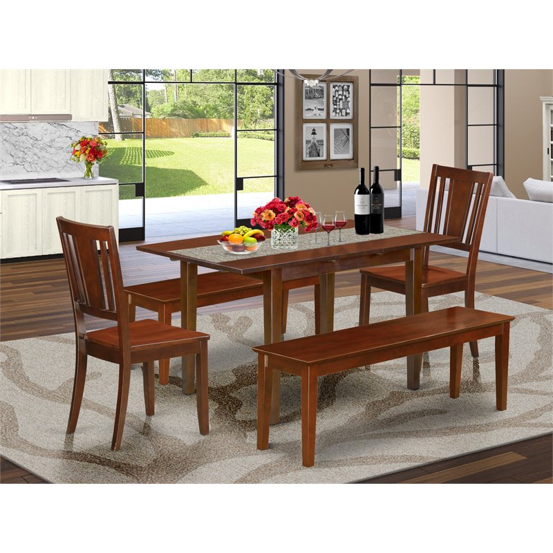 Pemberly Row 5-Piece Wood Dinette Set with Extension Leaf in Mahogany