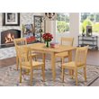 Pemberly Row 5-Piece Wood Dinette Set with Extension Leaf in Oak