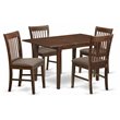 Pemberly Row 5-Piece Wood Dining Set with Mahogany Finish and Fabric Chairs