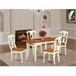 Pemberly Row 5-Piece Dining Set with Buttermilk & Cherry Finish and Wood Seats