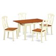 Pemberly Row 5-Piece Dining Set with Buttermilk & Cherry Finish and Wood Seats