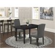Pemberly Row 3-Piece Wood Dining Set in Black with Upholstered Chairs