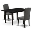 Pemberly Row 3-Piece Wood Dining Set in Black with Upholstered Chairs