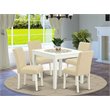 Pemberly Row 5-Piece Wood Dining Set with Fabric Seats in Linen White