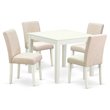 Pemberly Row 5-Piece Wood Dining Set with Fabric Seats in Linen White
