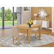 Pemberly Row 3-Piece Wood Dining Set with Fabric Seat in Oak Finish
