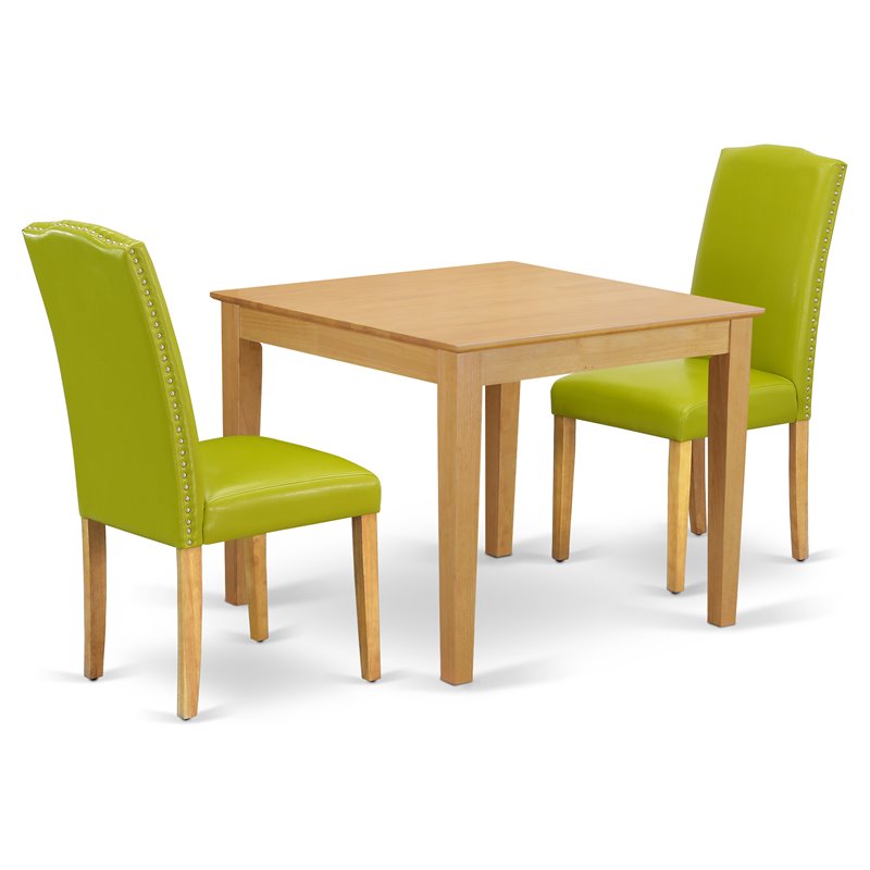 Pemberly Row 3-Piece Wood Dining Set in Oak and Autumn Green Finish