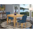 Pemberly Row 3-Piece Wood Dining Set with Leather Seats in Oak Finish