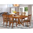 Pemberly Row 7-Piece Wood Dining Set with Butterfly Leaf in Saddle Brown