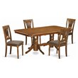 Pemberly Row 5-Piece Double Pedestal Wood Dining Set in Saddle Brown