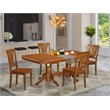 Pemberly Row 5-Piece Classic Wood Dining Set with Extension Leaf in Saddle Brown