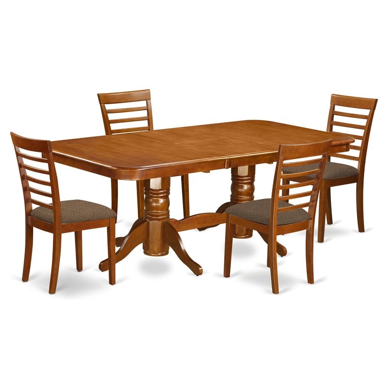 Pemberly Row 5-Piece Wood Dining Room Set in Saddle Brown Finish