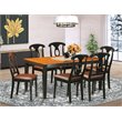 Pemberly Row 7-Piece Dining Set with Faux Leather Chairs in Black & Cherry