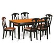 Pemberly Row 7-Piece Dining Set with Faux Leather Chairs in Black & Cherry