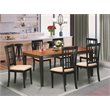 Pemberly Row 7-Piece Wood Dining Set with Linen Seats in Black/Cherry