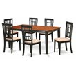Pemberly Row 7-Piece Wood Dining Set with Linen Seats in Black/Cherry