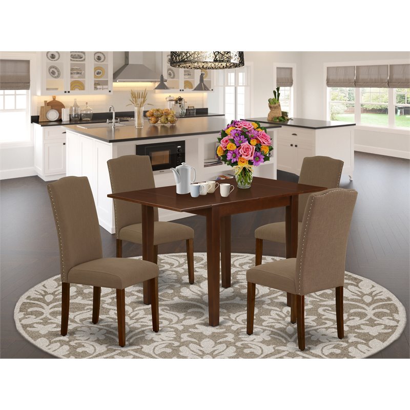 Pemberly Row 5-Piece Wood Dinette Set in Coffee and Mahogany Finish