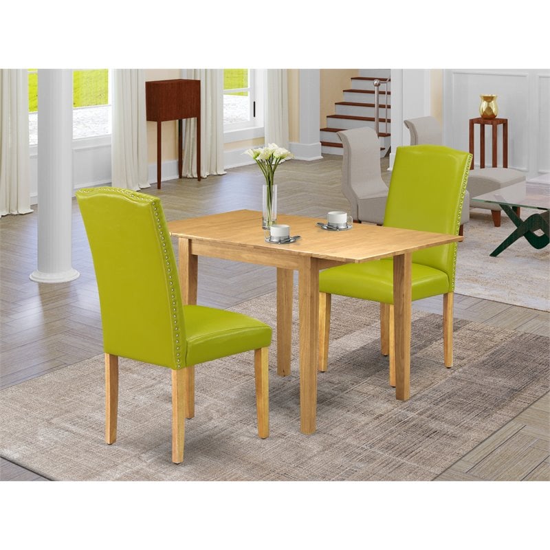 Pemberly Row 3-Piece Wood Dining Set with PU Leather Seat in Oak