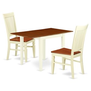 Pemberly Row 3-Piece Wood Dining Set in Buttermilk and Cherry Finish