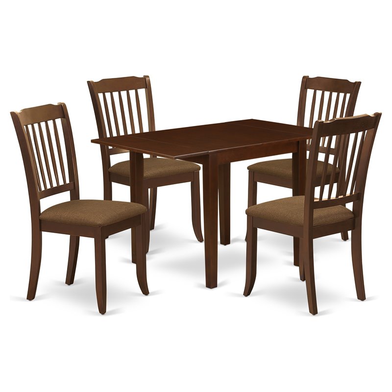 Pemberly Row 5-Piece Wood Dining Set with Cushion Seat in Mahogany