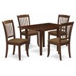 Pemberly Row 5-Piece Wood Dining Set with Cushion Seat in Mahogany