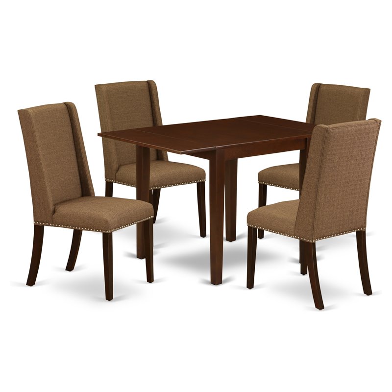 Pemberly Row 5-Piece Wooden Dining Room Set in Mahogany and Brown Beige