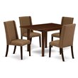 Pemberly Row 5-Piece Wooden Dining Room Set in Mahogany and Brown Beige