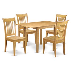 Pemberly Row 5-Piece Wood Table and Dining Chair Set in Oak Finish