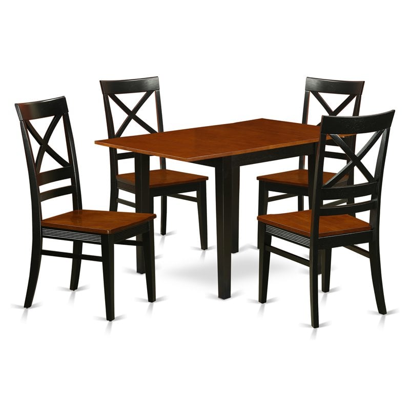 Pemberly Row 5-Piece X-Back Wood Dining Set in Black and Cherry
