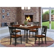 Pemberly Row 5-Piece Dining Set with Wooden Chairs in Black/Cherry Finish