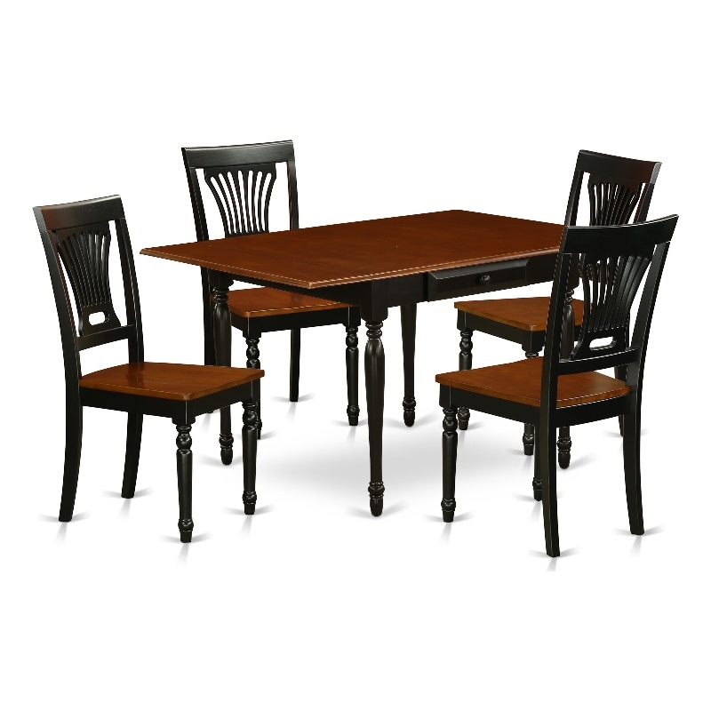Pemberly Row 5-Piece Dining Set with Wooden Chairs in Black/Cherry Finish