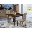 Pemberly Row 3-Piece Wood Dining Set in Mahogany and Dark Khaki