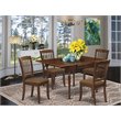 Pemberly Row 5-Piece Wood Dining Set with Cushioned Linen Seats in Mahogany