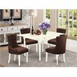 Pemberly Row 5-Piece Wood Dining Set in Linen White and Chocolate Finish
