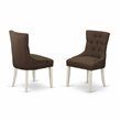Pemberly Row 5-Piece Wood Dining Set in Linen White and Chocolate Finish