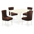 Pemberly Row 5-Piece Wood Dining Set in Linen White and Chocolate Finish