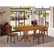 Pemberly Row 5-Piece Dining Set with Cushion Seat in Saddle Brown Finish