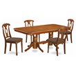 Pemberly Row 5-Piece Dining Set with Cushion Seat in Saddle Brown Finish