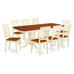 Pemberly Row 9-Piece Dining Room Set with Slatted Chairs in Cherry