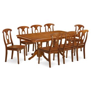 Pemberly Row 9-Piece Rubberwood Dining Room Set in Saddle Brown Finish
